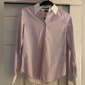 Ralph Lauren Pink and White Striped Shirt, EUC, Size: XS